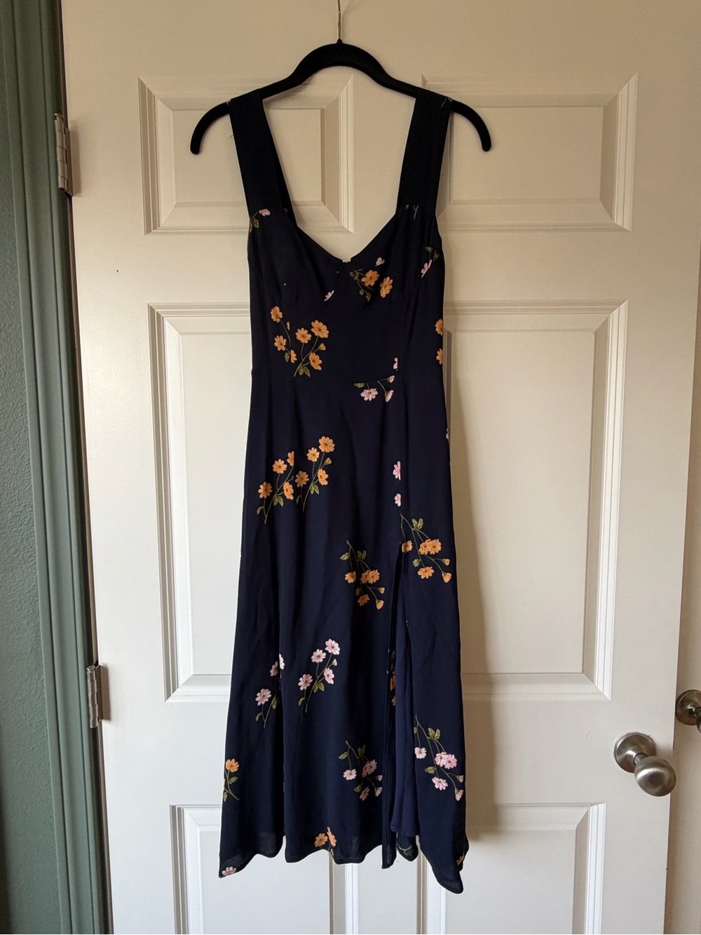 Reformation: Fulton Navy Floral Midi Dress